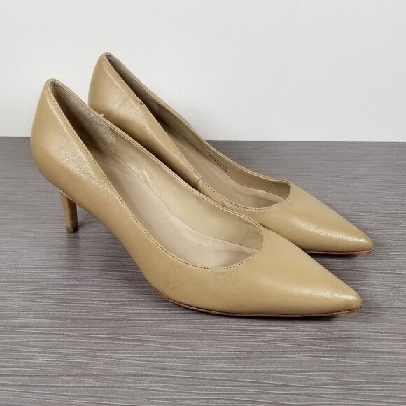 Via Spiga Nikole Pointy Toe Pump, Tan Leather, Womens Size 7 M / 37 - Picture 1 of 12